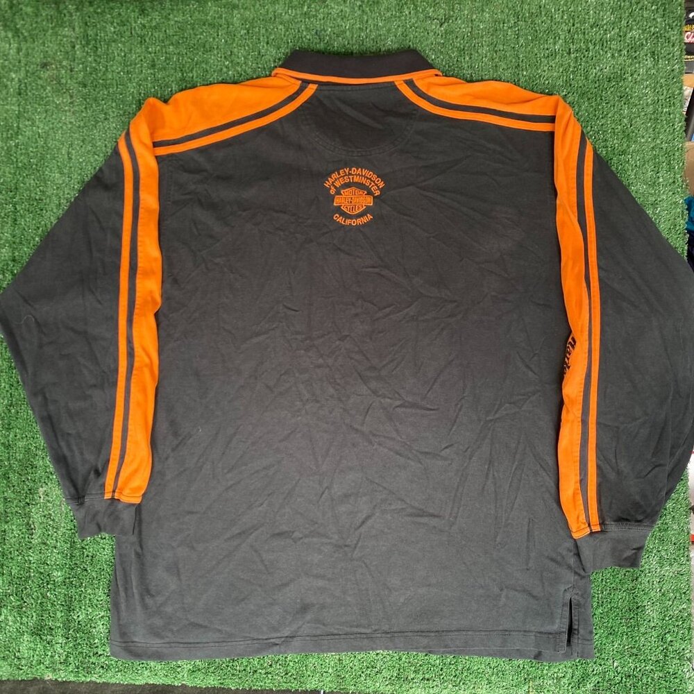 Vintage Y2K Harley Davidson Rugby Polo Punk Biker Logo Shirt - Picture 6 of 7
